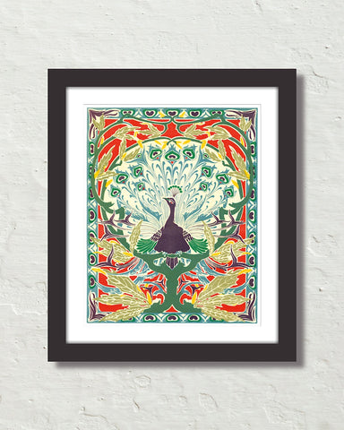 Vintage Art Nouveau Peacock Art Print