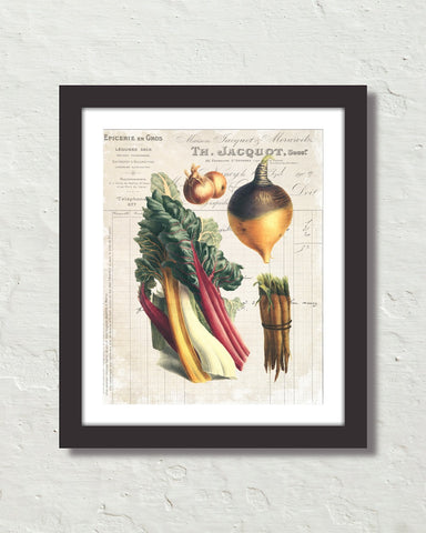 French Vegetable Collage No. 1 Botanical Art Print
