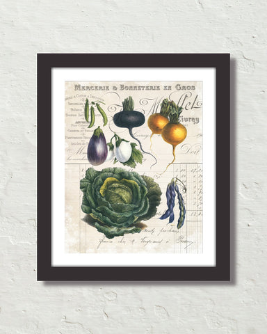French Vegetable Collage No. 4 Botanical Art Print