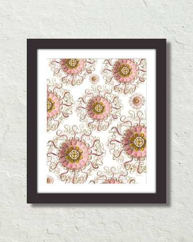 Vintage Ernst Haeckel Pink Jellyfish Collage Art Print